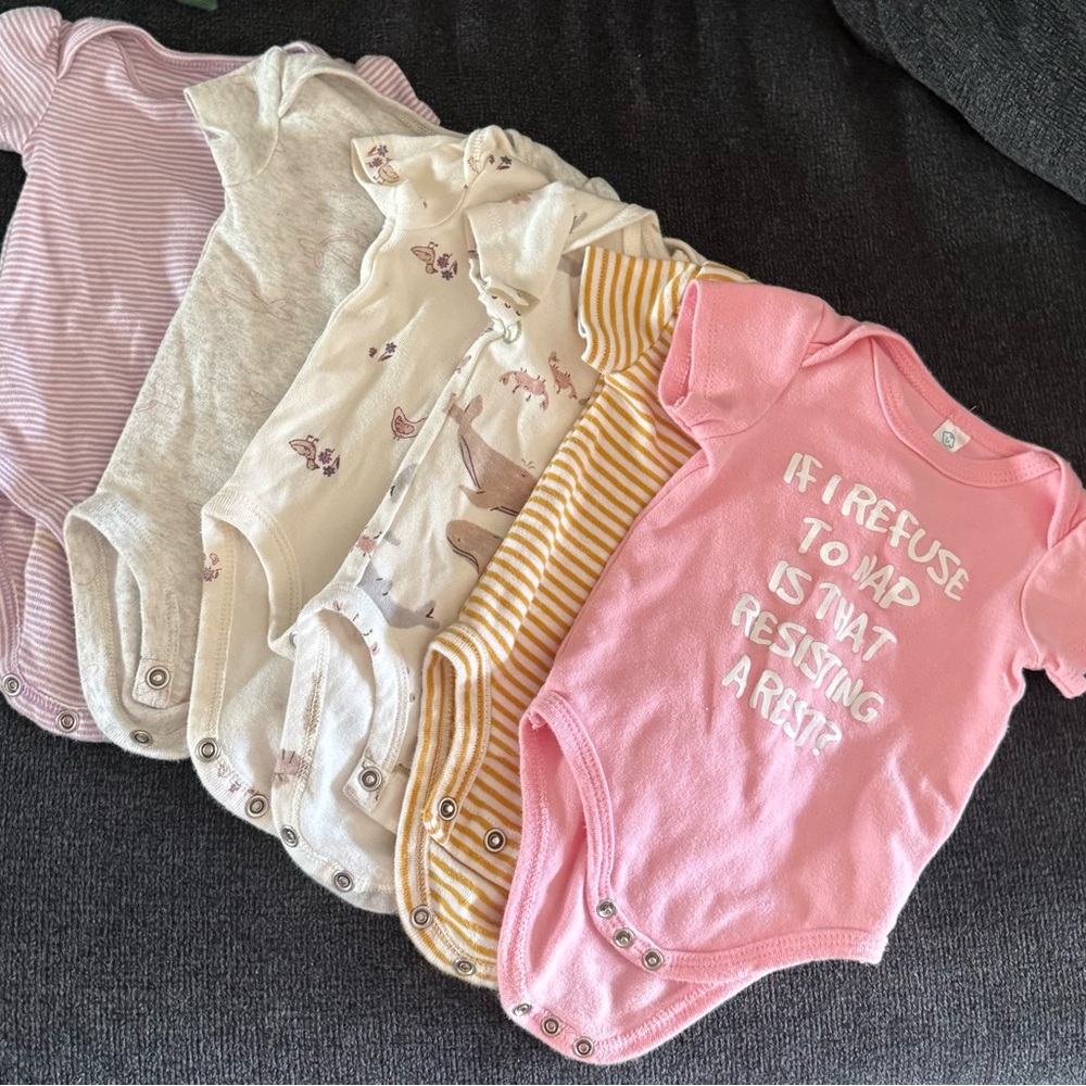Carter's Baby Bodysuits Set - Pink, Yellow, Cream